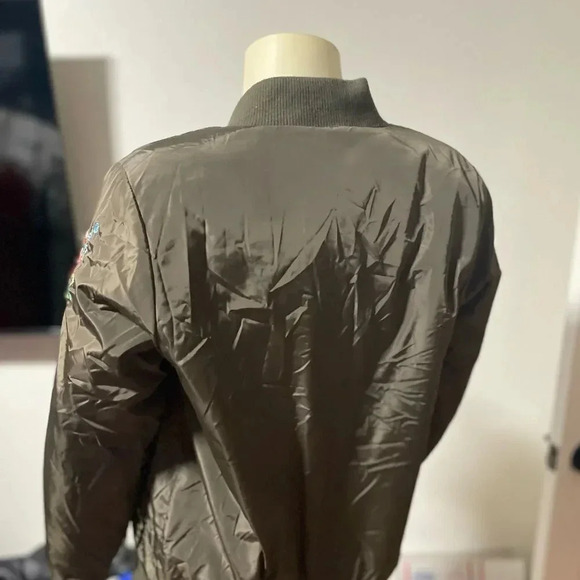 ROTHSCHILD OLIVE GREEN BOMBER JACKET FLORAL ACCENTS FIRS SIZE XL 16/ WOM… - Picture 9 of 16